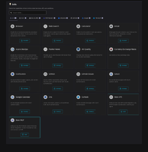 Skills configuration UI