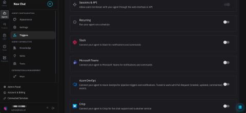 Triggers configuration UI